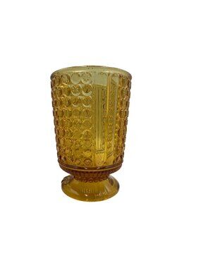 Richards & Hartley Amber Glass Spooner Buttons & Bars EAPG Three Panel Antique